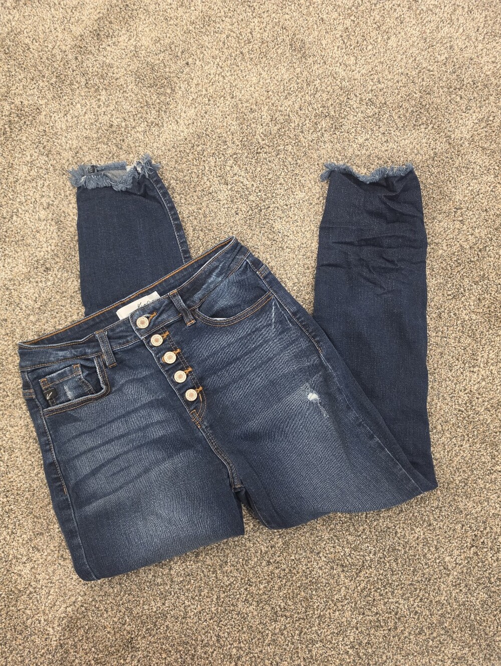 High-Rise Dark Wash Women’s Jeans with Button Fly